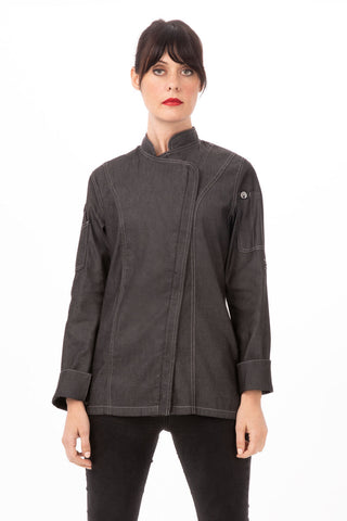 Gramercy Women's Denim Chef Jacket- Black