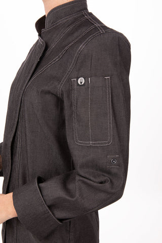 Gramercy Women's Denim Chef Jacket- Black
